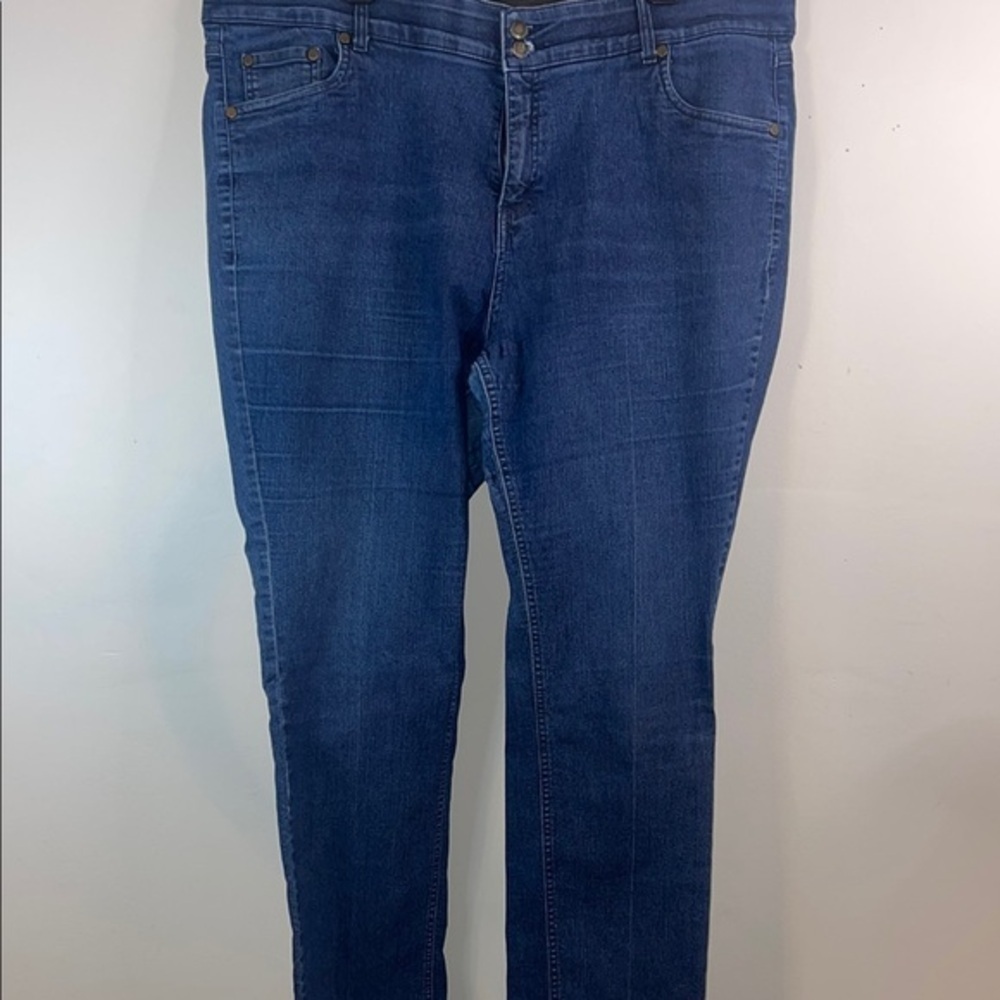 Woman Within Size 22W Tall Blue Jeans High Rise Straight Leg
